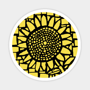 Mosaic Sunflower Monochrome Magnet